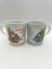 Vintage Ask Grandma Ask Grandpa Ceramic Mugs Cups His/Her Japan Humor picture