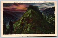 Chimney Top Sunset Great Smoky Mountains National Park Forest Vintage Postcard picture