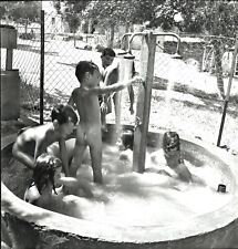Black and White Photo Children Cooling off in the Water Summer  8x10 Reprint A-9 picture