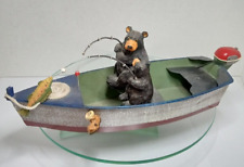 Tin Boat 2 Black Bears Fishing Decorative Figure Pacific Rim Seattle Washington picture