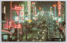 Chinatown at Night San Francisco California CA c1950s-1960s Scene Postcard picture