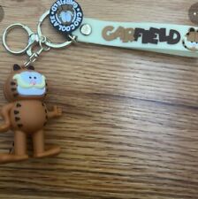 Garfield Cat Silicone 3D Keychain Charm Retro Cartoon w/Strap Collectable picture