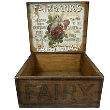 Antique Fairbank's Fairy Pure White Floating Soap Wood Box Country Store Display picture
