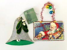 Bethany Lowe Ornaments ~ BELL & Victorian Santa POSTCARD #2 ~ hard card ~ NEW picture