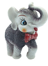 Anthropomorphic Arnart Purple Sugar Elephant Polka Dot Red Bow Tie Figurine Vtg picture