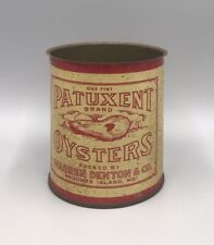 Vintage Patuxent Oyster Broomes Island MD Maryland Advertising Tin Can 1 Pint picture