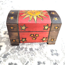 Vintage Wooden Carved Hinged Trinket Box Hand Made in Poland 5x3x3 In picture