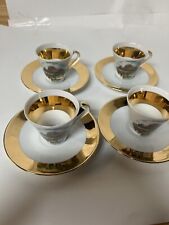 Gold Rimed Demi Tasse Cups And Saucers (4) Crown N Made In West Germany CN picture