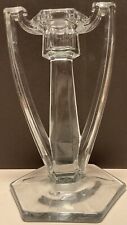 Vintage Clear Glass 7 1/2” Tall Candlestick Holder, Trophy Design, Unbranded picture