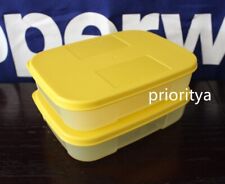 Tupperware SMALL Freezer Mates Rectangular Container 300ml Set of 2 Yellow New picture