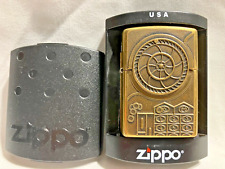 Old 1997 Unfired & Sealed Solid Brass Zippo Lighter Construction Steampunk Case picture