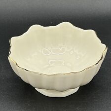 Lenox Hand Made Small Scalloped Pedestal Bowl 24K Gold Trim Candy Trinkets picture