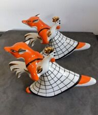 Vintage VERBILKI Soviet USSR porcelain FOX WITH HEN, Lot Of Two Figurines  picture
