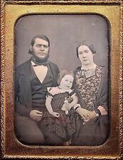1/4 PLATE DAGUERREOTYPE - SUPER  1840's FAMILY OF THREE + MILLINERS MODEL DOLL picture