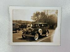 Classic Car Show Dealership Vintage B&W Photograph Snapshot 2.5 x 3.25 picture