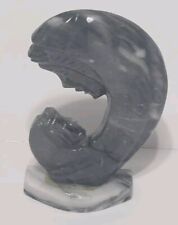 Carved Gray Stone Mother Madonna & Child Figurine Religious Statue W/Base 5.25