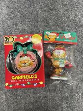 Vintage Garfield Trim A Tree Christmas Ornament Decoration Lot Of 2 picture