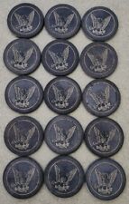 15 Vintage/Antique Blue Clay Eagle w/Arrows Poker Gambling/Gaming Chips picture