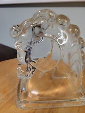 Vintage 1970s Federal Glass Pressed Glass Clear Horse Head Bookend Paperweight picture