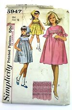 VTG 60s Simplicity 5947 Pattern Girls Smocked Dress & Scarf Sz 10, 28” Chest picture
