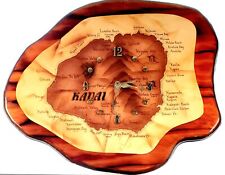Kauai Map Hanging Wood Clock by Scenes Pacific Works 12x14