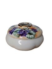 Vintage MZ MORITZ ZDEKAUR Austria Purple Floral Porcelain HAIR RECEIVER 6.75