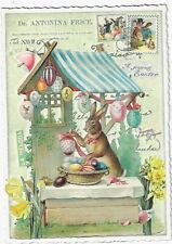 Postcard Glitter Tausendschoen Easter Rabbit Hanging Eggs Ribbon Postcrossing picture