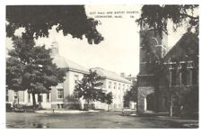 Postcard MA First Baptist Church Leominster City Hall Old Car Massachusetts picture