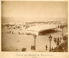 France, Tente du salon de Trouville. La Plage Vintage Albumen Print.  Print  picture