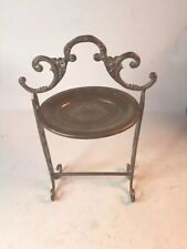 Vintage Brass plate candle holder fine scroll design 6 X 11.5 Adjustable Height picture
