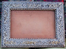 ANTIQUE GOLD & SILVER GESSO AESTHETIC FLOWERS LEAVES PICTURE FRAME FITS 9
