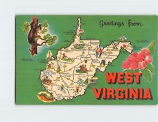 Postcard Greetings from West Virginia Mountain State Map West Virginia USA picture