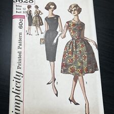 Vintage 1960s Simplicity 3628 MCM Dress with Cummerbund Sewing Pattern 12 UNCUT picture
