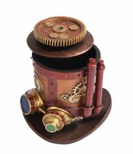 Ebros 7 Inch Steampunk Themed Machinery Hat Jewelry/Trinket Box Figurine picture