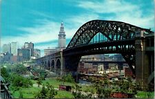 Postcard Detroit-Superior High Level Bridge Cuyahoga River Vintage Unposted picture
