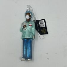 New Glass Christmas Ornament Black Female Nurse Scrubs 6” African American ^*+ picture