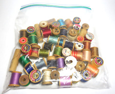 50 Vintage Wood Wooden Spools Sewing Thread Various Colors, Makers, and Sizes picture
