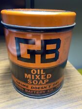 Vintage GB Oil Mixed Soap Metal 2lb Can “Grime Doesn’t Pay” Gibbs Battery Co picture