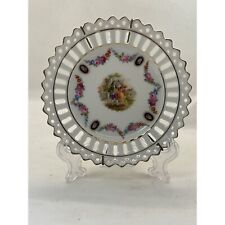 Vintage Decorative Plate Schumann Bavarian Colonial Couple with Floral Accents picture