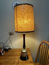 STUNNING MCM Brass / Wood Table Desk Lamp With Lighted Base RARE HEYCO picture