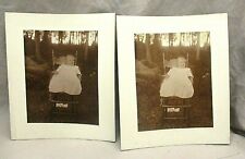 2 Identical Cabinet Photos CDVs Baby Sitting In A Highchair Outside picture