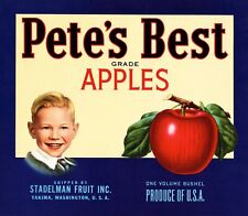 10 Vintage PETE'S BEST Brand Apple Fruit Crate Labels Yakima, Washington picture