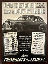 1941 CHEVROLET Vintage Print Ad Body by Fisher Quality Quiz Leader picture