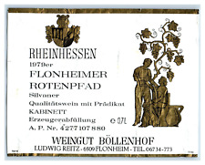1970's-80's Rheinhessen Flonheimer Rotenpfad German Wine Label Original S11E picture