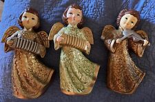 Vintage 9” Brinn’s Gold Christmas Angel Figurines. Set Of 3 picture