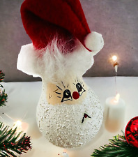vtg handmade Santa head ornament from a light bulb picture