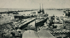 British Royal Navy HMS King Edward Leaving Gibraltar Dock Harbour WWI c.1910s picture