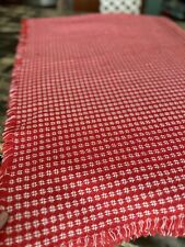 Vtg. Red Woven Cotton Fringe Tablecloth Throw Picnic 54” X 80” picture