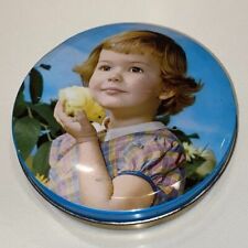 Vintage Round Toffee Tin Container Girl Child and Yellow Baby Chick England picture