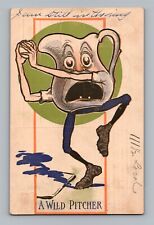 Postcard Humor Anthropomorphic Water Pitcher Baseball A Wild Pitcher c1907 O25 picture